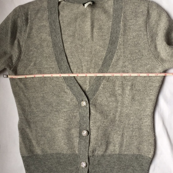 J Crew Crystal Button Bird’s Eye Cardigan - Picture 3 of 6